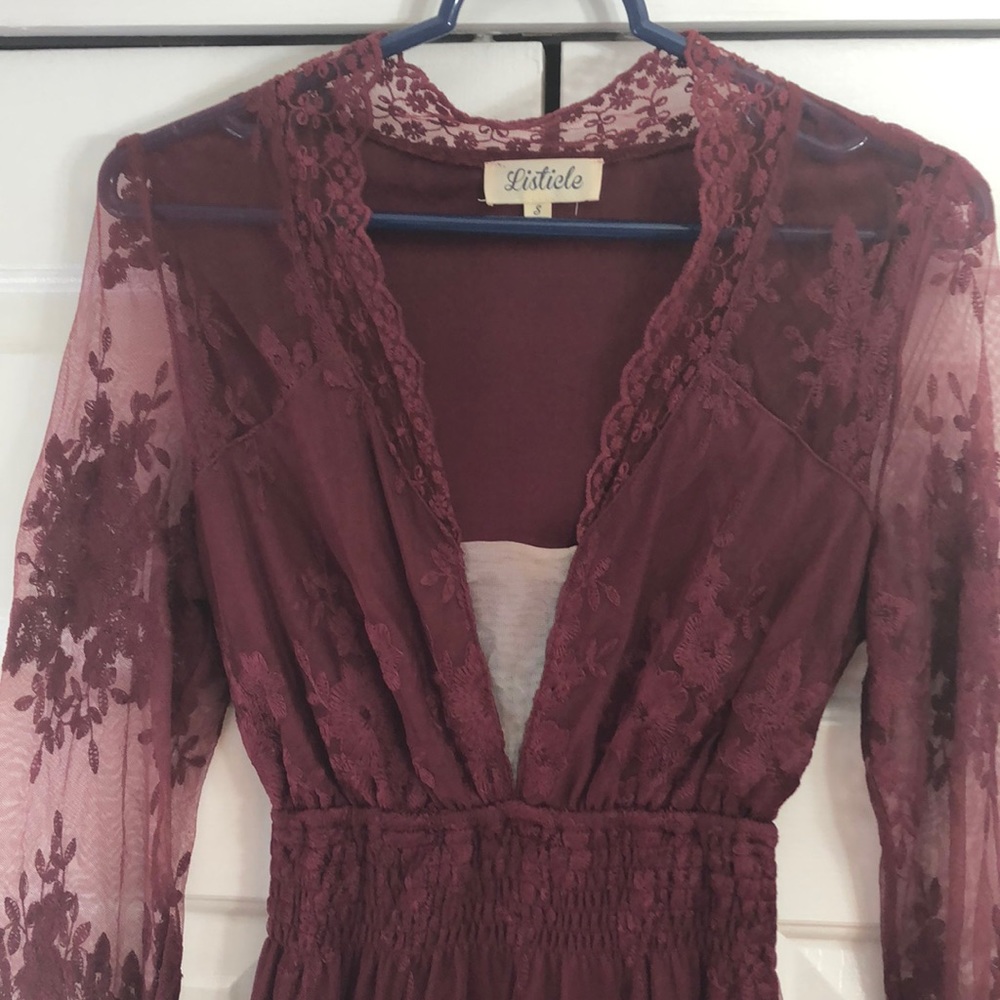 Maroon Lace Dress - Picture 2 of 8